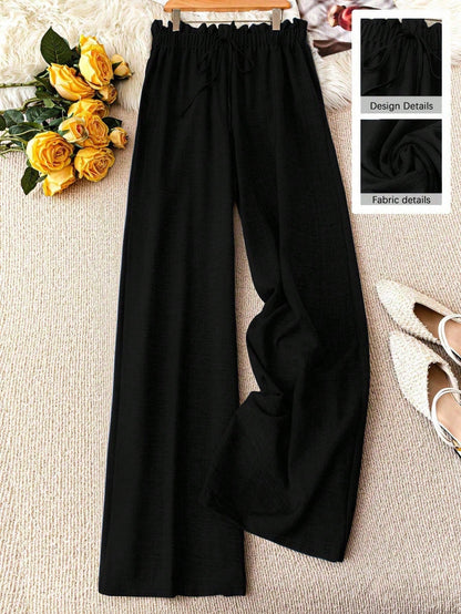 Damen Weite Freizeithose mit Kordelzug – Lässiger Look für Alltag & Urlaub