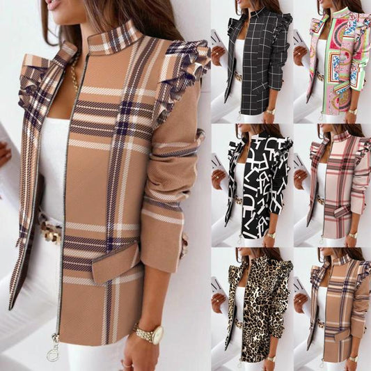 Carly – Jacke mit Leopardenmuster und Rüschen