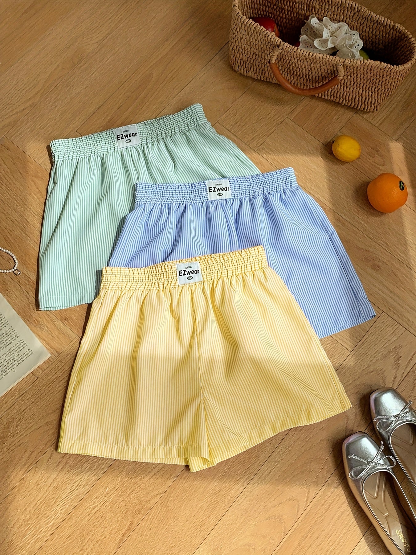 Damen Pyjama Shorts Set – Gestreifte lockere Homewear, bequem & stilvoll
