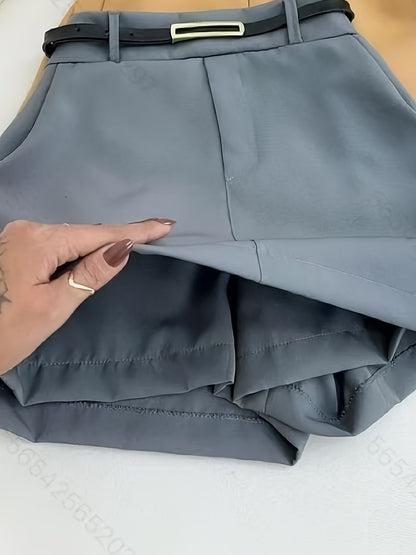 Damen High-Waist Skort mit Gürtel-Schlaufen – Eleganter Hosenrock für Büro & Freizeit