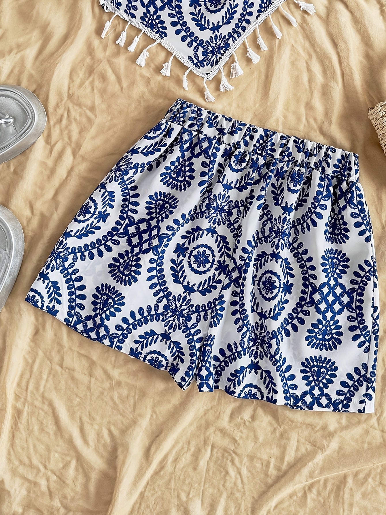 Damen Bandeau-Shorts Set mit Boho-Muster – Zweiteiliges Outfit für Urlaub und Freizeit
