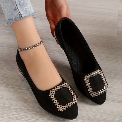 Damen Elegante Slip-On Ballerinas mit Glitzer-Schnalle – Ideal für Alltag & besondere Anlässe
