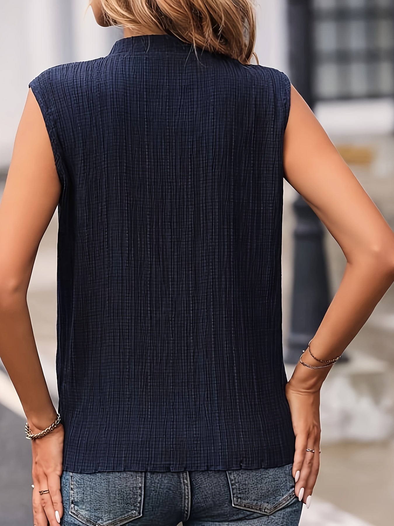 Damen ärmelloses Blusenshirt mit Reißverschluss – Modisches Freizeit-Top für Frühling und Sommer