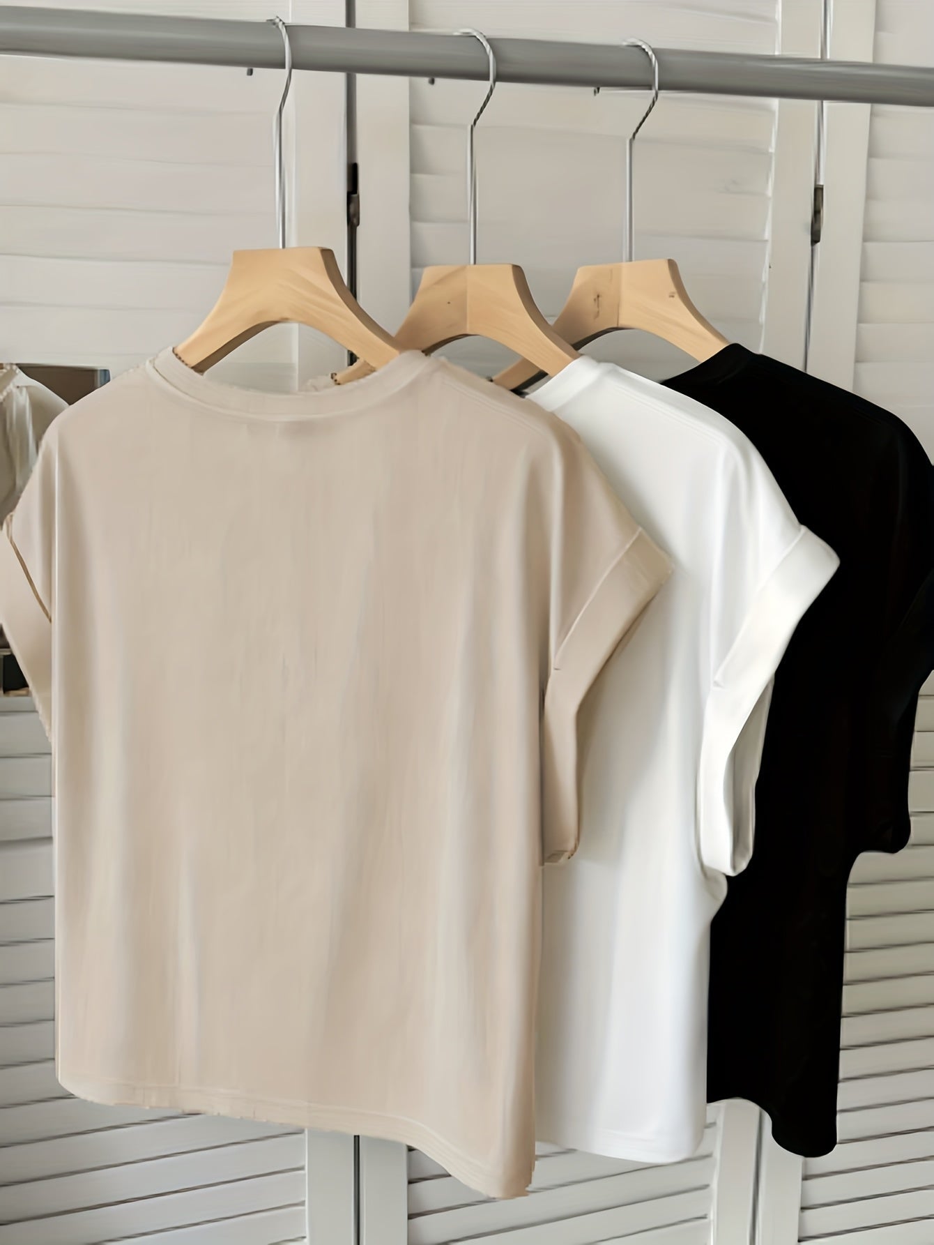 Damen Basic T-Shirt mit Umschlagärmeln – Casual Stil, Vielseitig kombinierbar