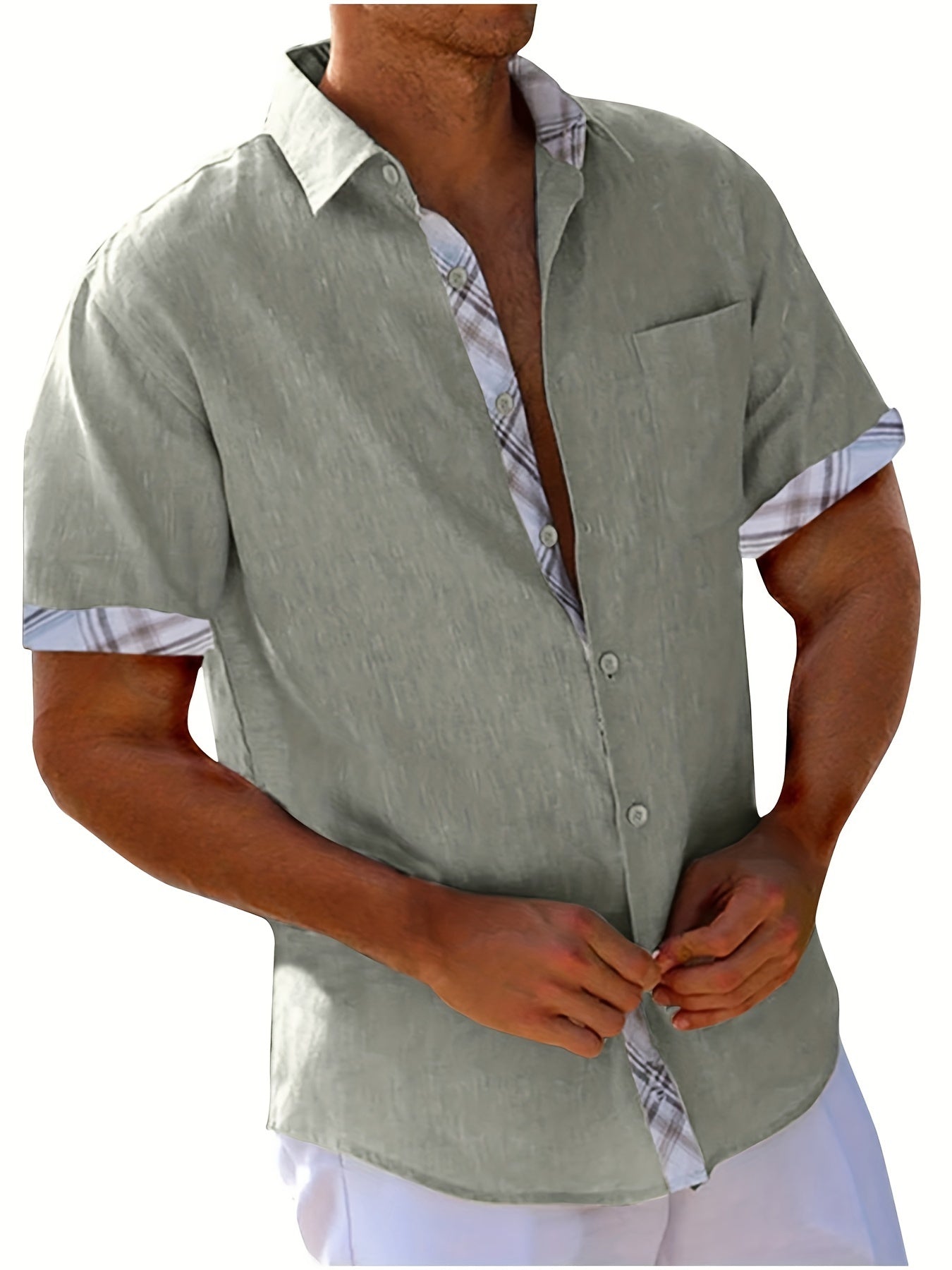 Herren Freizeithemd Kurzarm mit Kontrastdetails – Perfekt für Sommer & Strand