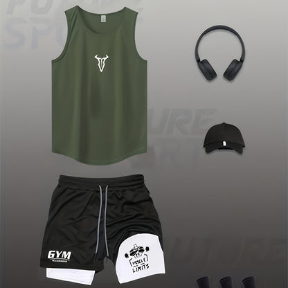 Herren Fitness Trainingsset – Muskelaufbau Tanktop & Shorts für Gym und Workout