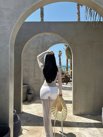 Damen Maxikleid mit transparentem Überwurf – Elegantes Stil-Statement für Urlaub & Pool