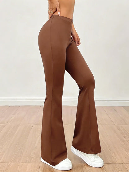 Damen High Stretch Schlaghose – Figurformende Bootcut Freizeithose