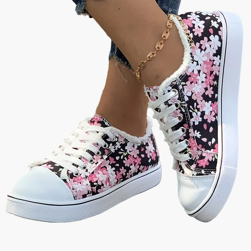 Damen Sneaker mit Blumenmuster – Modische Freizeitschuhe für Alltag und Freizeit