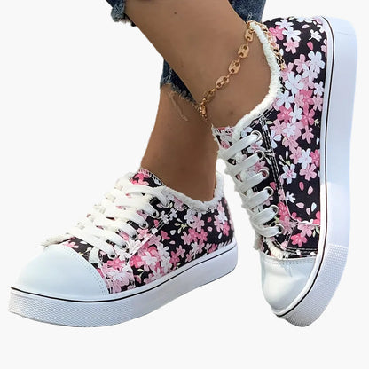 Damen Sneaker mit Blumenmuster – Modische Freizeitschuhe für Alltag und Freizeit