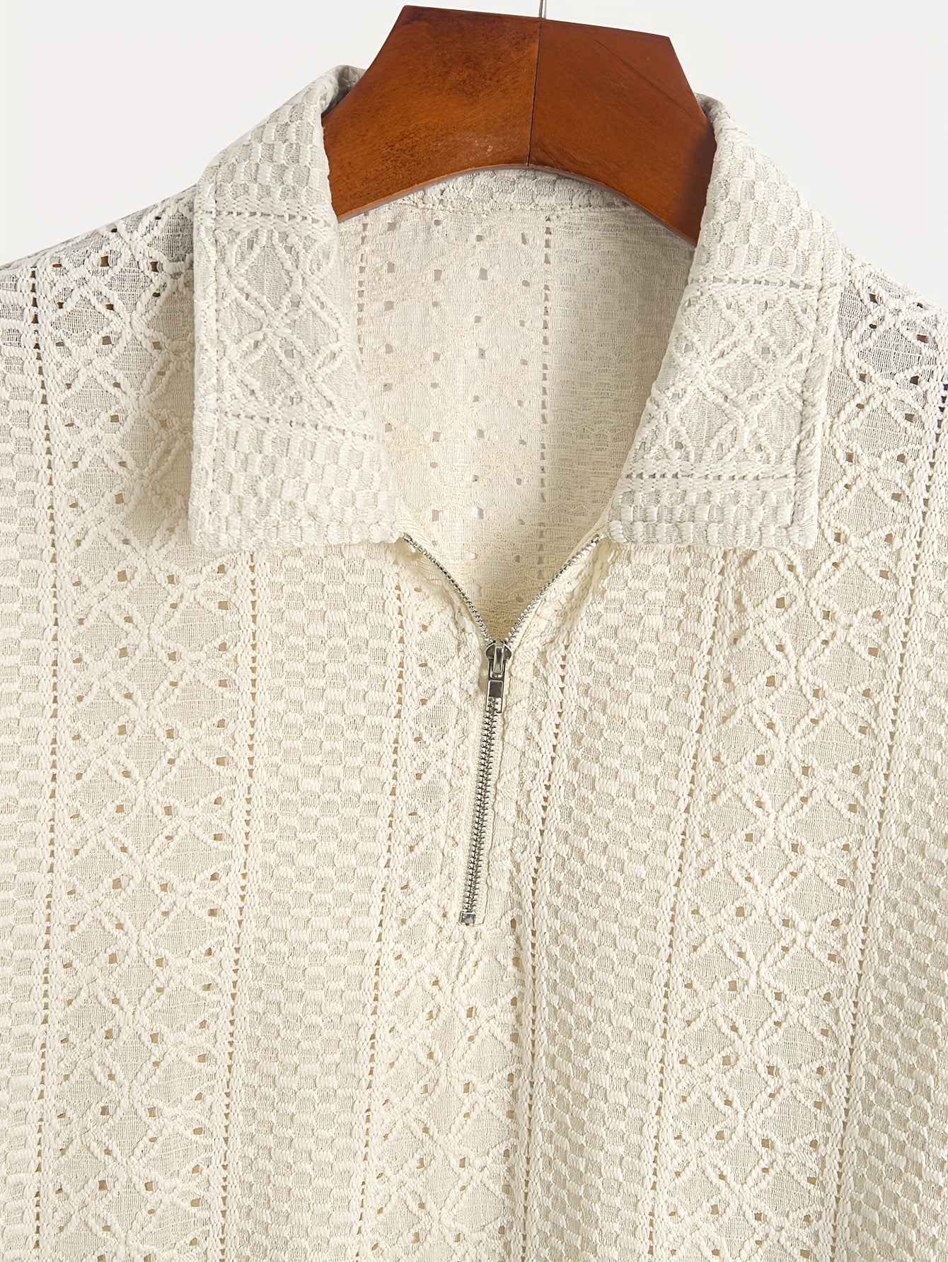 Herren Strickpolo mit Reißverschluss und modernem Strukturmuster – Eleganter Freizeitstil