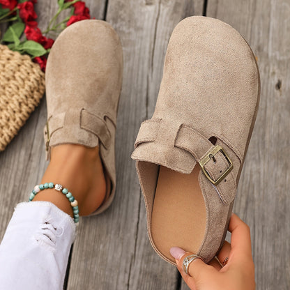 Damen Clogs Slipper mit Schnalle – Bequeme Casual Hausschuhe für Alltag und Freizeit