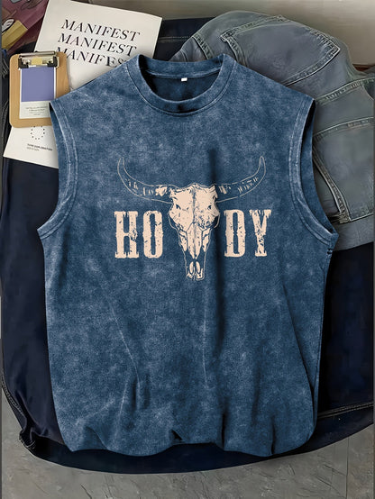 Herren Ärmeloses Western Shirt mit Print – Casual Streetwear für Outdoor und Festivals