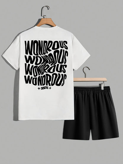 Herren Streetwear Set mit Grafik-T-Shirt und Shorts – Urbaner Look, Trendiger Style