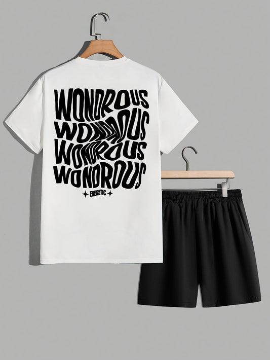 Herren Streetwear Set mit Grafik-T-Shirt und Shorts – Urbaner Look, Trendiger Style