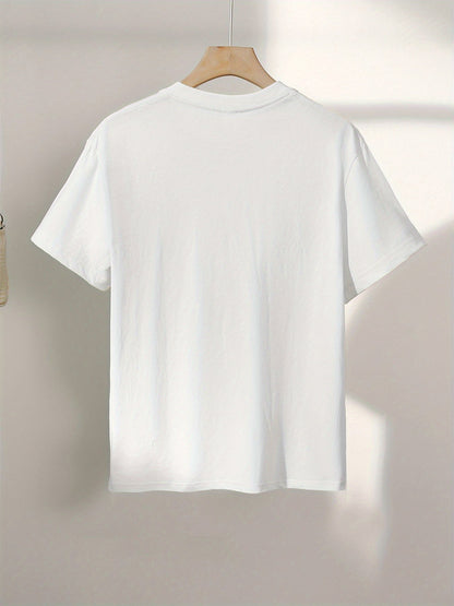 Damen T-Shirt mit abstraktem Gesicht Print – Modernes Casual Design für Alltag und Freizeit