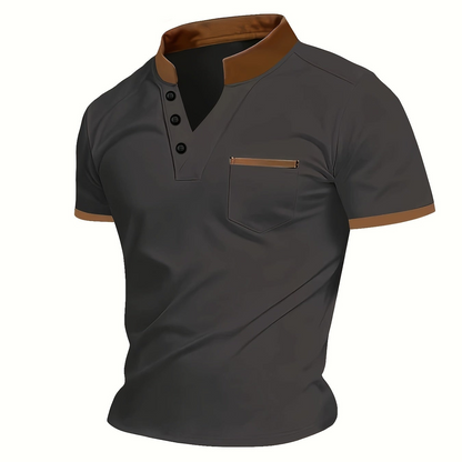 Herren Poloshirt mit Stehkragen und Brusttasche – Moderner Freizeitstil für jeden Anlass