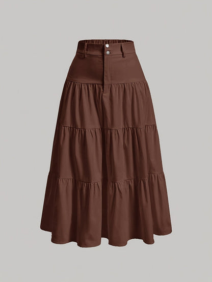 Damen Stufenrock High Waist Elegant Freizeitmode