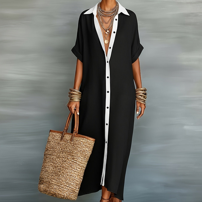 Damen Maxikleid Hemdblusen-Stil Elegant Lässig für Strand und Alltag