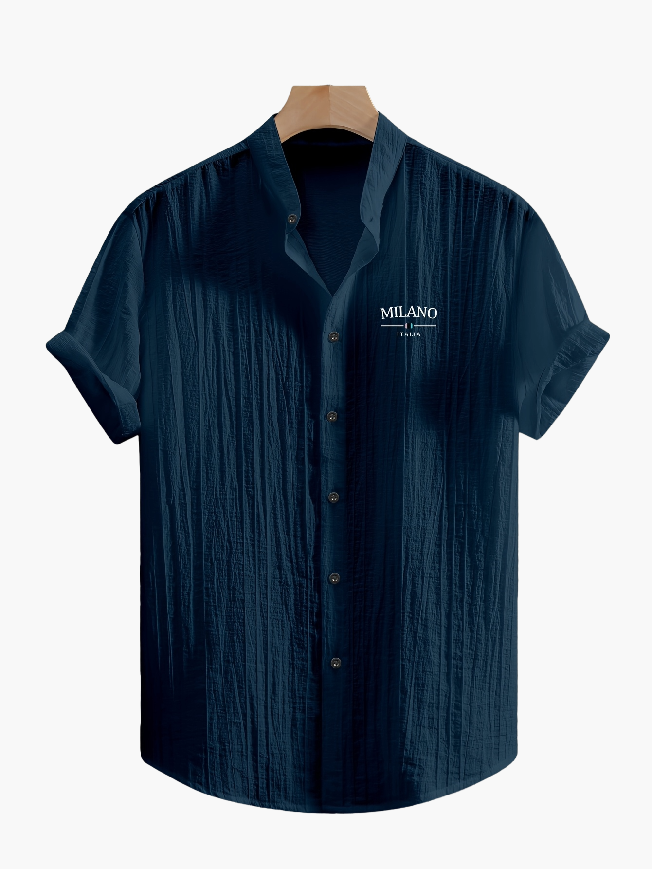 Herren Freizeit Hemd mit Stehkragen und Milano Print – Modernes Sommerhemd für Alltag & Urlaub