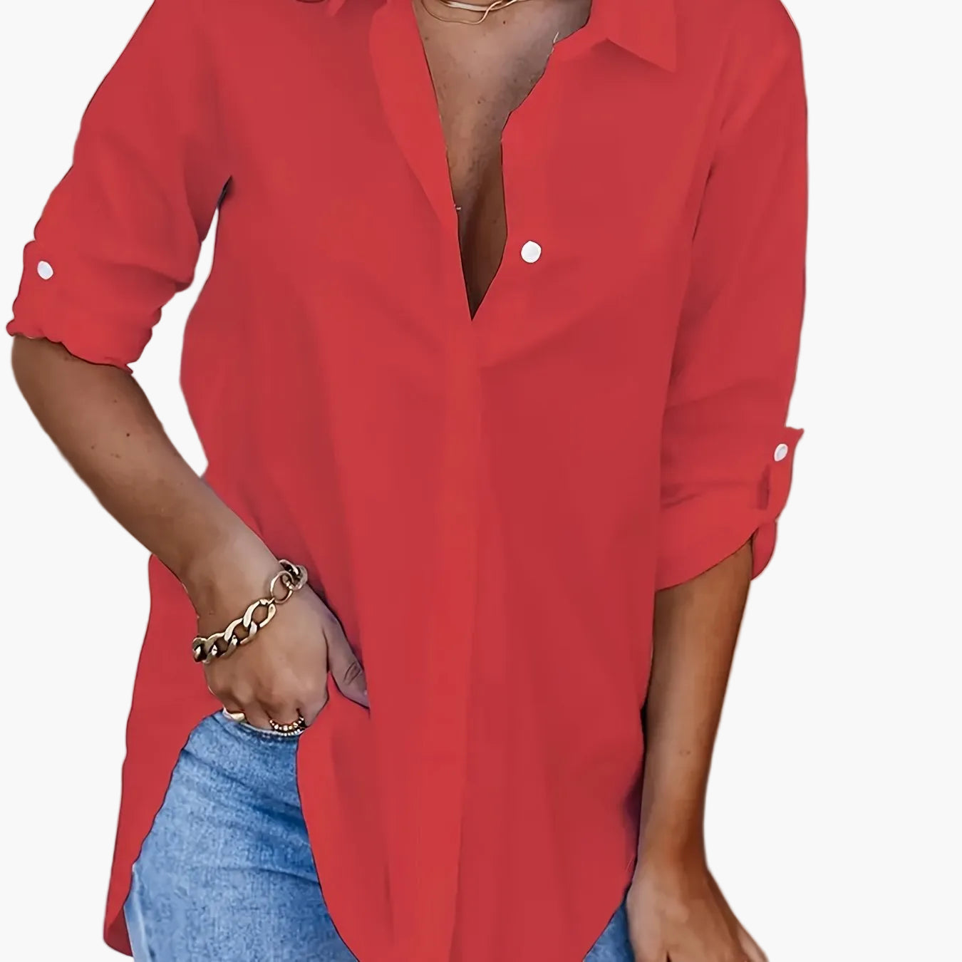 Damen Langarm Oversize Bluse – Lässige Hemdbluse für Alltag, Büro & Freizeit
