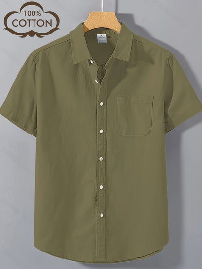 Herren Kurzarm Freizeithemd mit Brusttasche – Klassisches Button-Down Design für Büro und Alltag