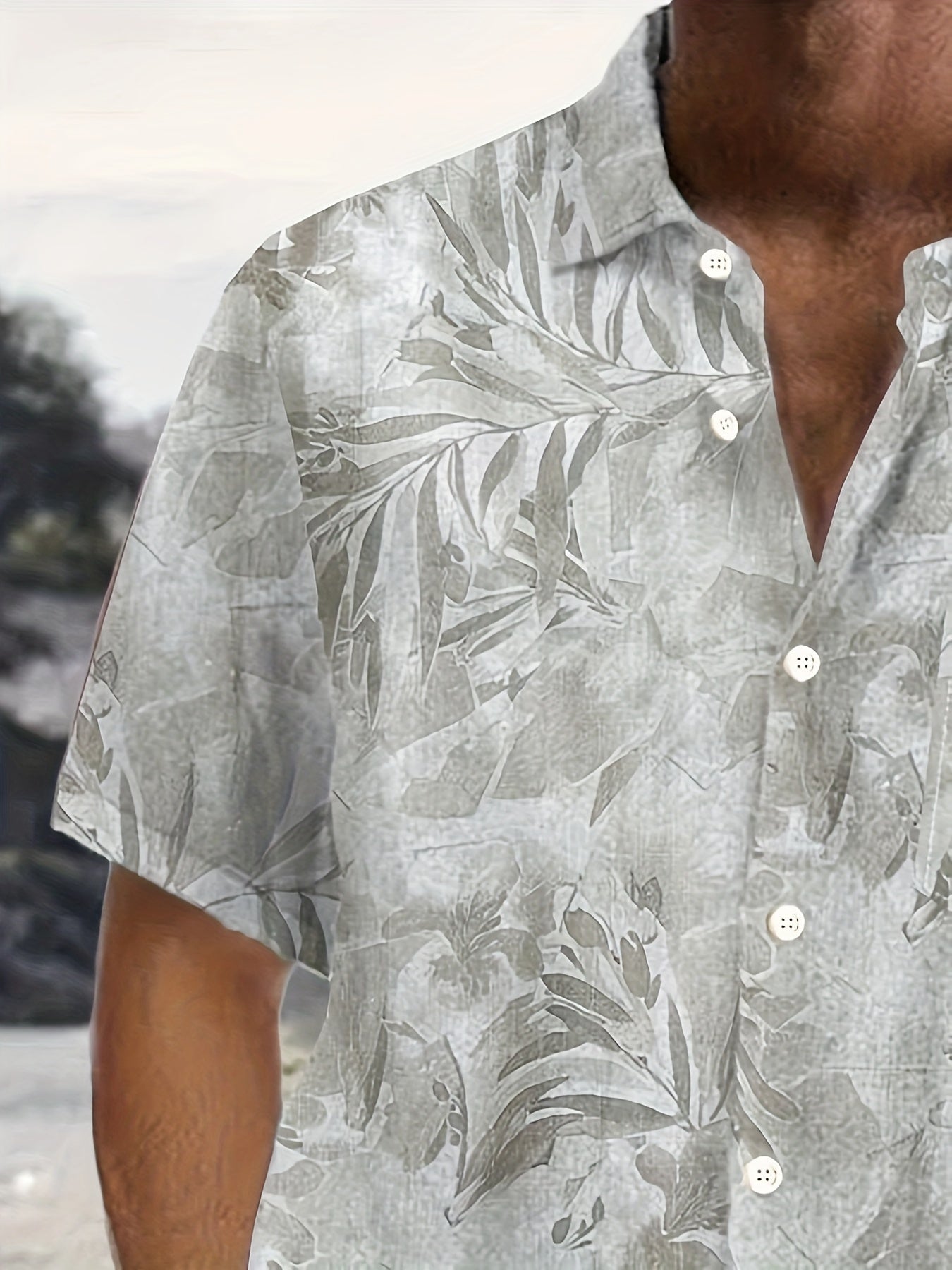 Herren Freizeithemd mit botanischem Print – Perfekt für Urlaub und Sommer