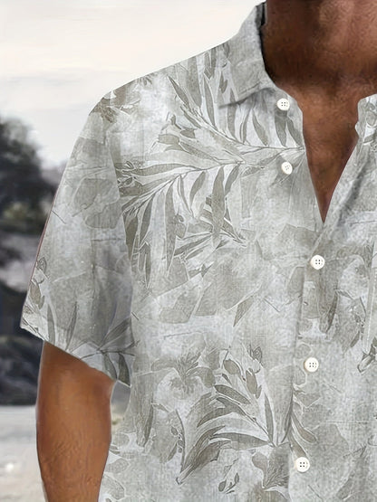 Herren Freizeithemd mit botanischem Print – Perfekt für Urlaub und Sommer