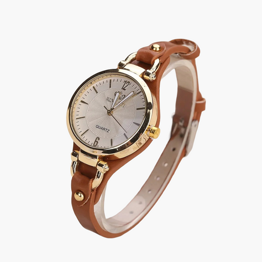 Damen Vintage Minimalistische Armbanduhr mit Quarzwerk – Eleganter Alltagsbegleiter