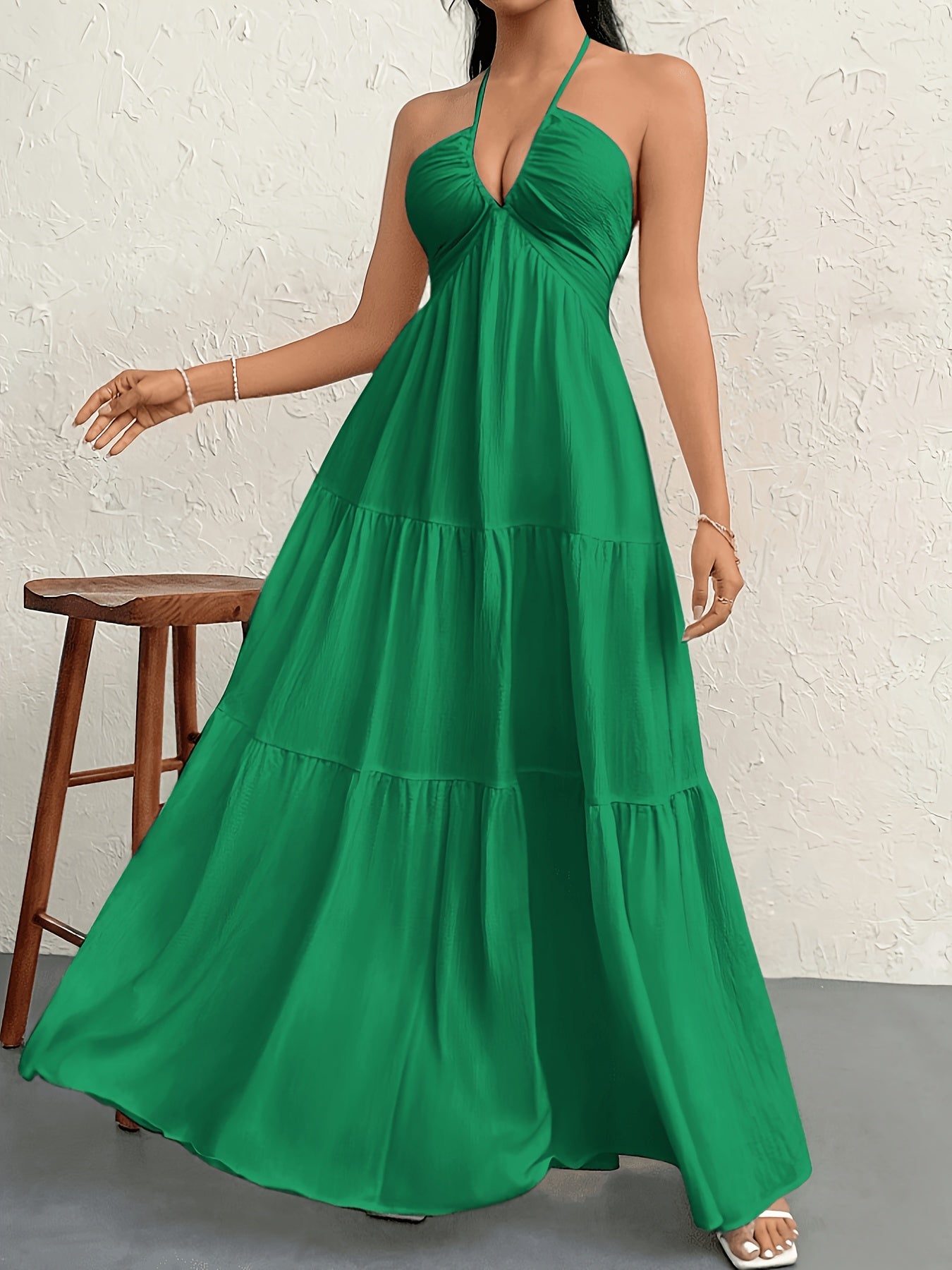 Damen Maxikleid Elegant mit Neckholder und A-Linien-Schnitt – Stilvolles Sommerkleid für besondere Anlässe