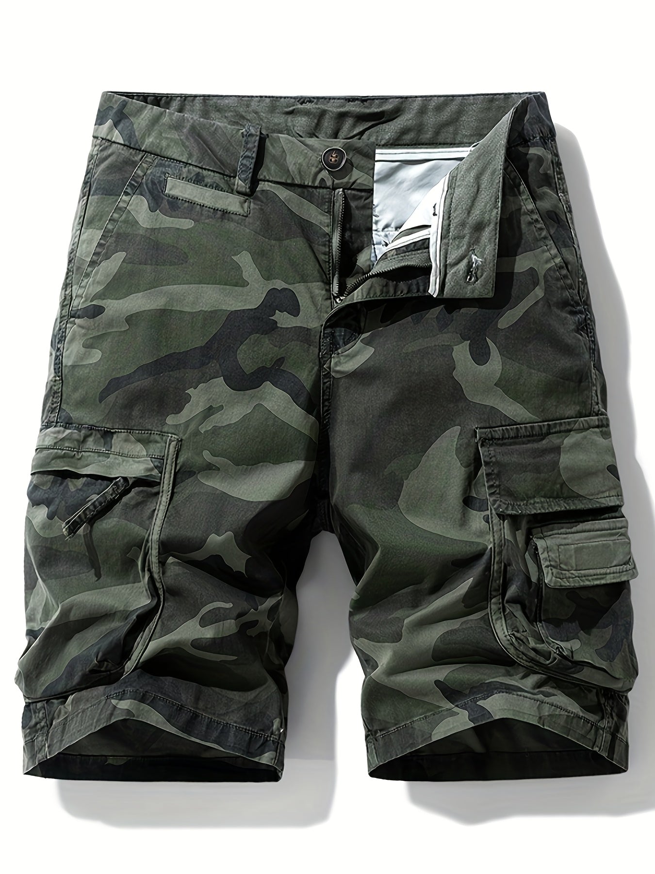 Herren Cargo Shorts im Camouflage-Look – Outdoor & Freizeit Bermuda mit Taschen