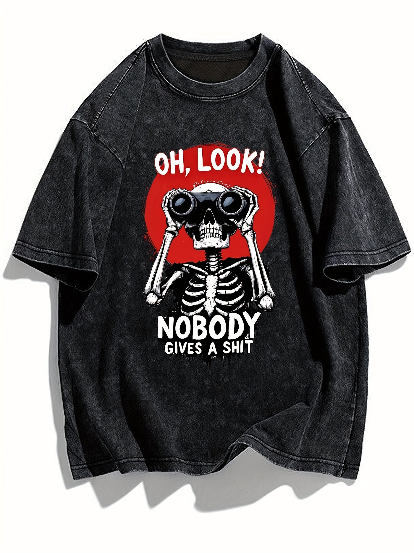Herren Oversize T-Shirt mit Skelett-Print und frechem Spruch – Lustiges Streetwear Motiv