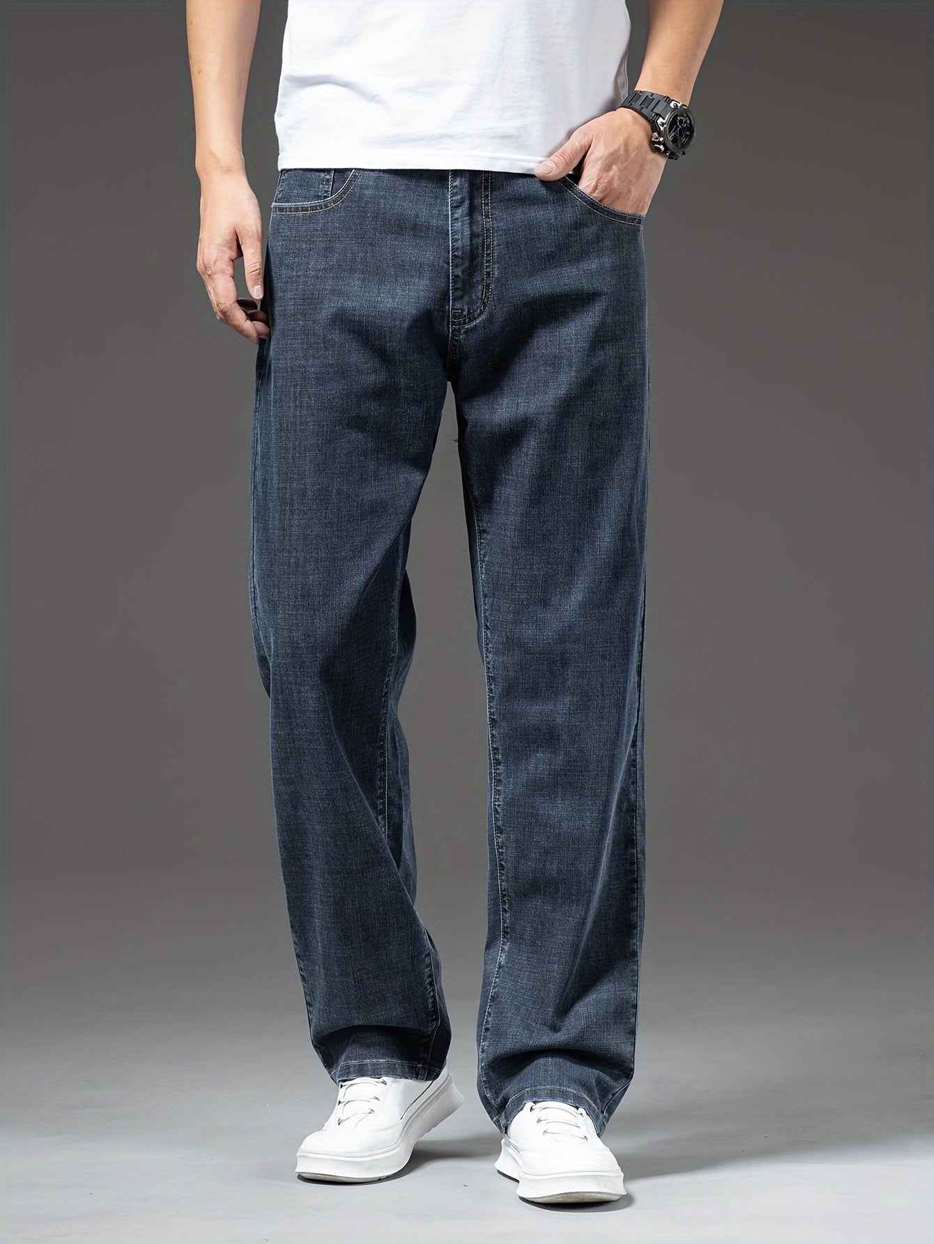Herren Weite Jeans Straight Fit – Lässige Basic Denim Hose für Alltag & Freizeit