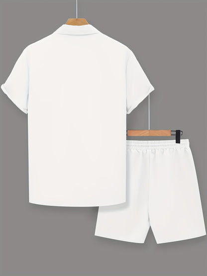 Herren Sommer Freizeit Set mit Motivationsspruch – Kurzarm Hemd und Shorts, Modernes Lounge Outfit