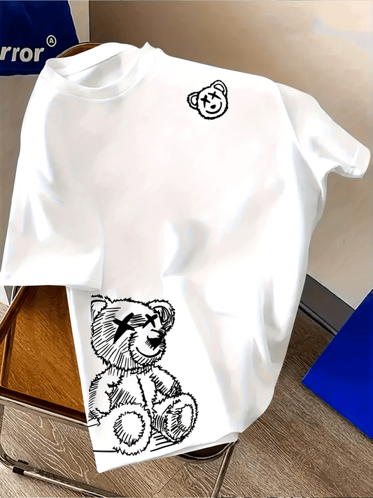 Herren Streetwear T-Shirt mit Kunst-Bär Grafik und modernem Sketch-Design