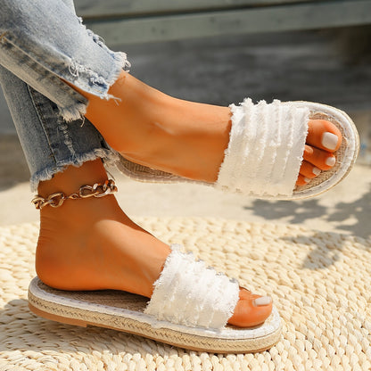 Damen Boho Espadrille Slides – Sommerliche Fransen-Sandalen für Freizeit und Urlaub