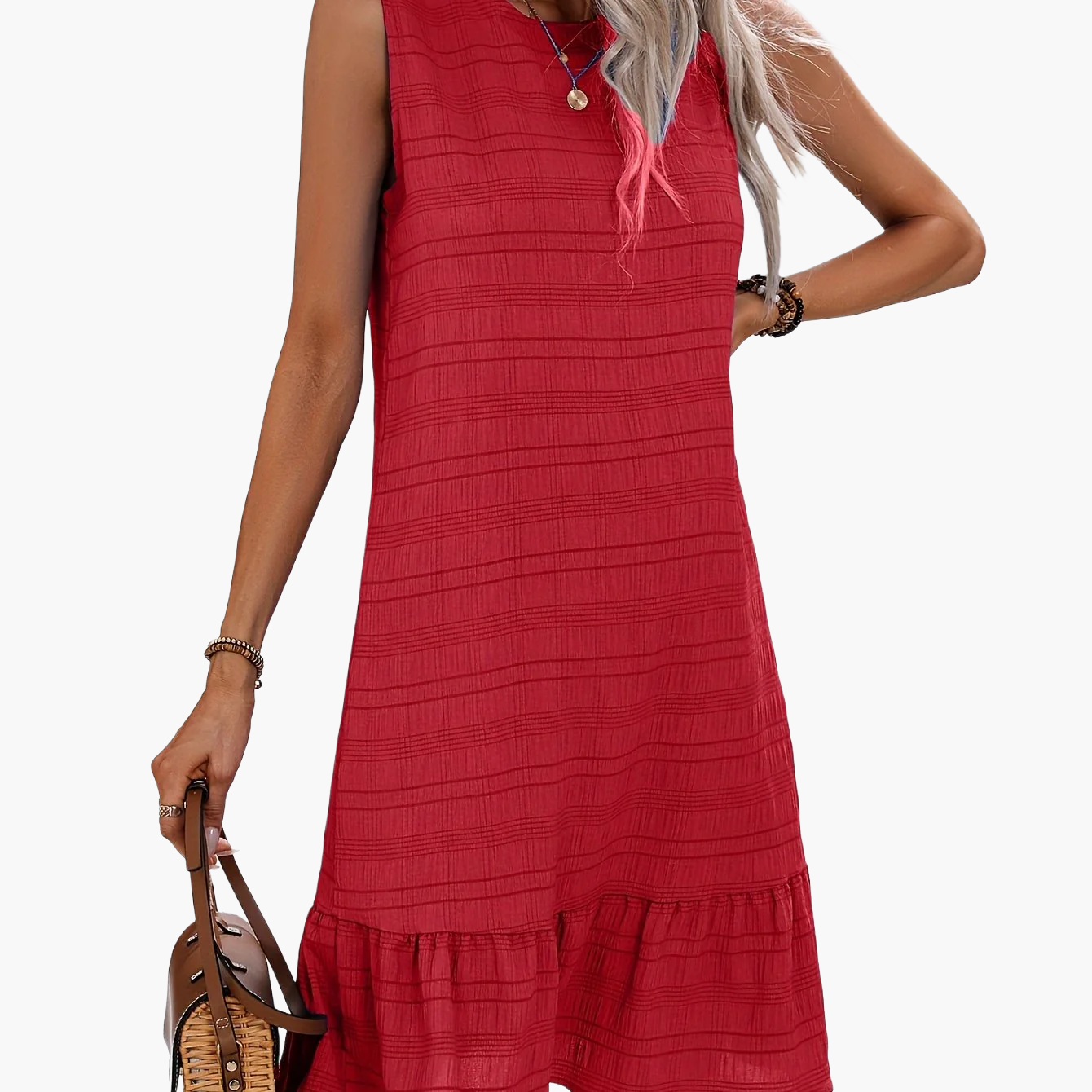 Damen Sommerkleid ärmellos A-Linie mit Volant – Eleganter Freizeit- und Urlaubslook