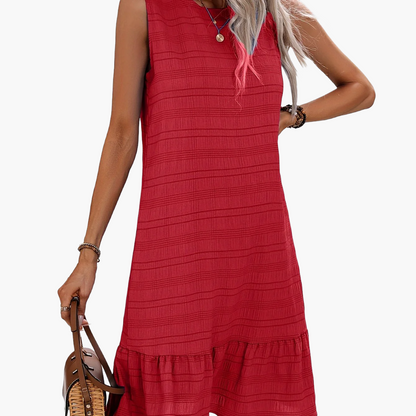 Damen Sommerkleid ärmellos A-Linie mit Volant – Eleganter Freizeit- und Urlaubslook