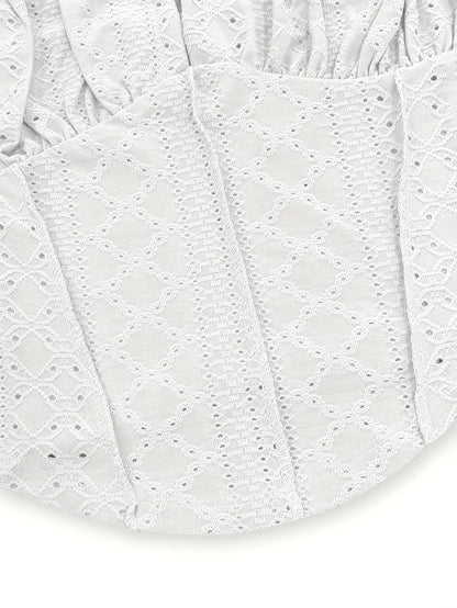 Damen Bustier Top im Corsagen-Stil mit Stickerei und Schleifendetail – Modisches Sommer-Oberteil für Alltag und Party