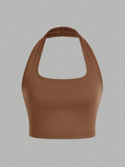 Damen Halterneck Crop Top – Rückenfrei, Sommer, Modisch, Freizeit