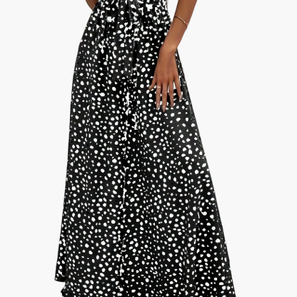 Damen Elegante Weite Hose mit Punktemuster und Bindegürtel – Perfekt für Freizeit und Sommer