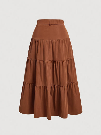 Damen Stufenrock High Waist Elegant Freizeitmode