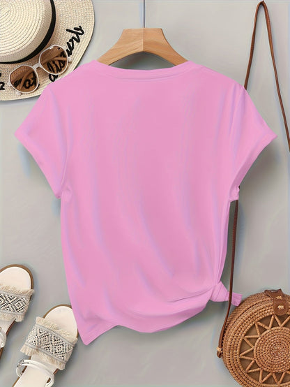 Damen T-Shirt mit Glitzer-Herz-Print – Modisches Freizeitshirt mit funkelndem Design