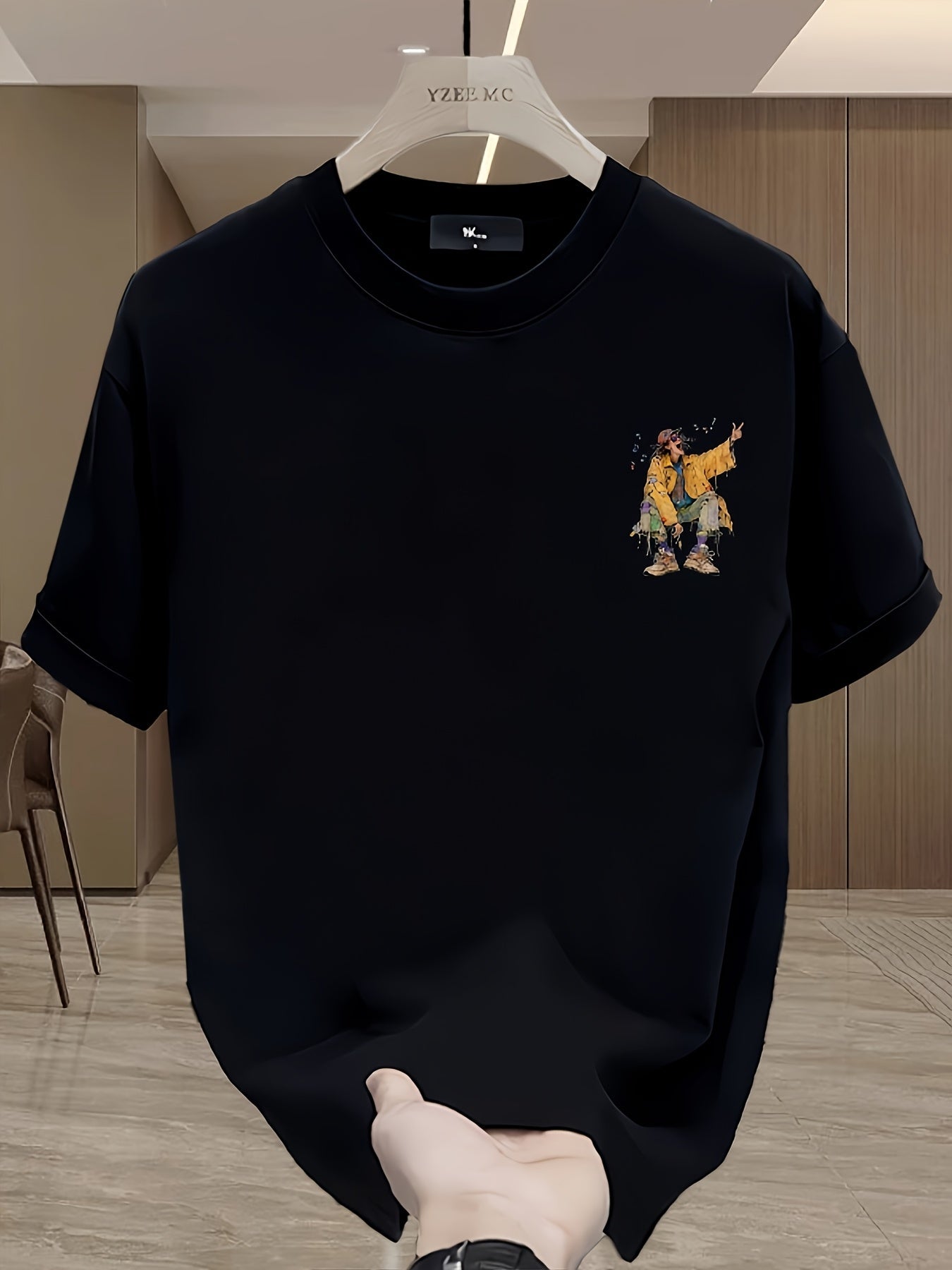 Herren Urban Streetwear T-Shirt mit künstlerischem Grafikdruck – Modernes Freizeitshirt