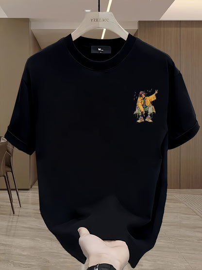 Herren Urban Streetwear T-Shirt mit künstlerischem Grafikdruck – Modernes Freizeitshirt