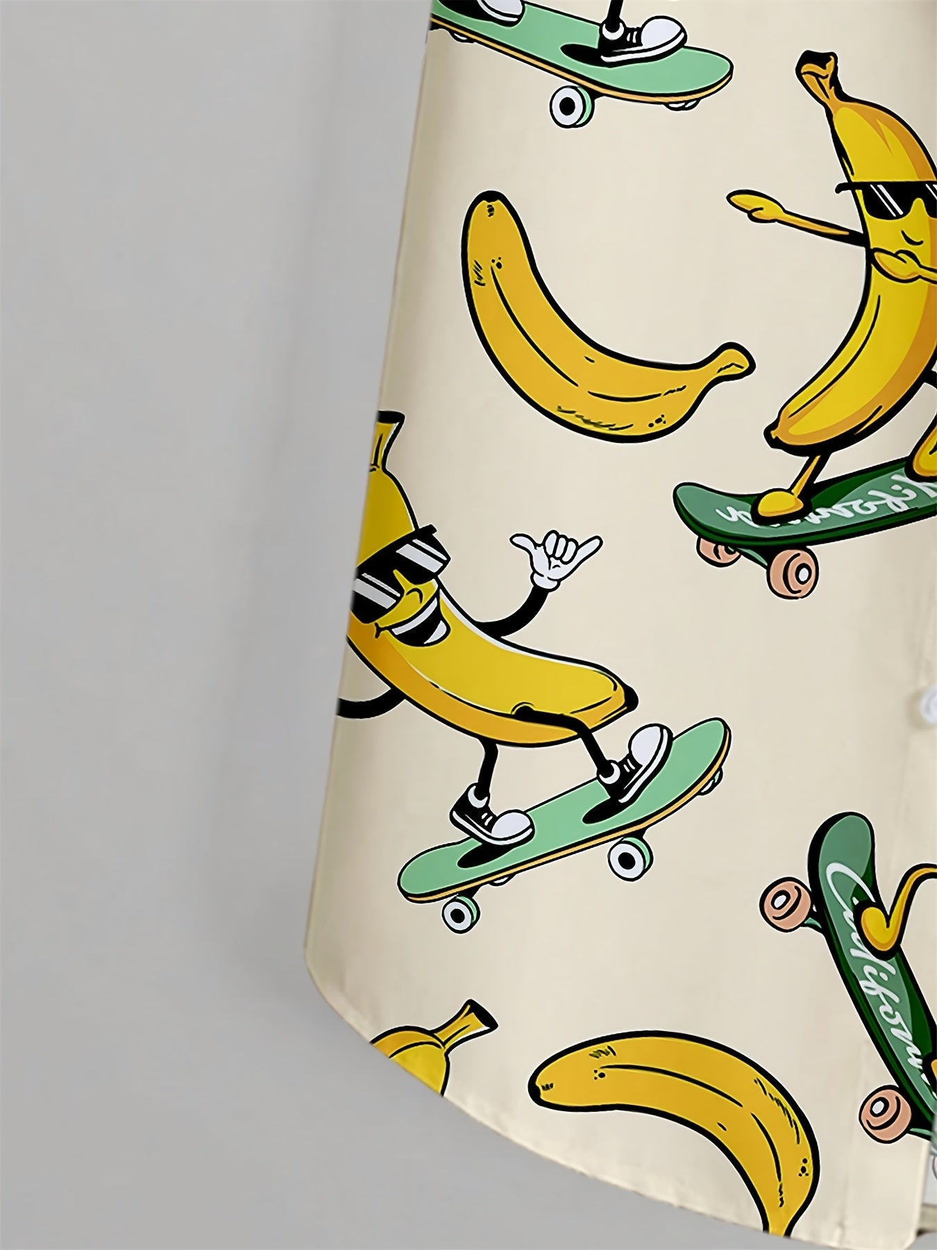 Herren Freizeit Hemd mit Skateboard-Banane Cartoon Print – Kurzarm, Lustiger Stil für Alltag & Party