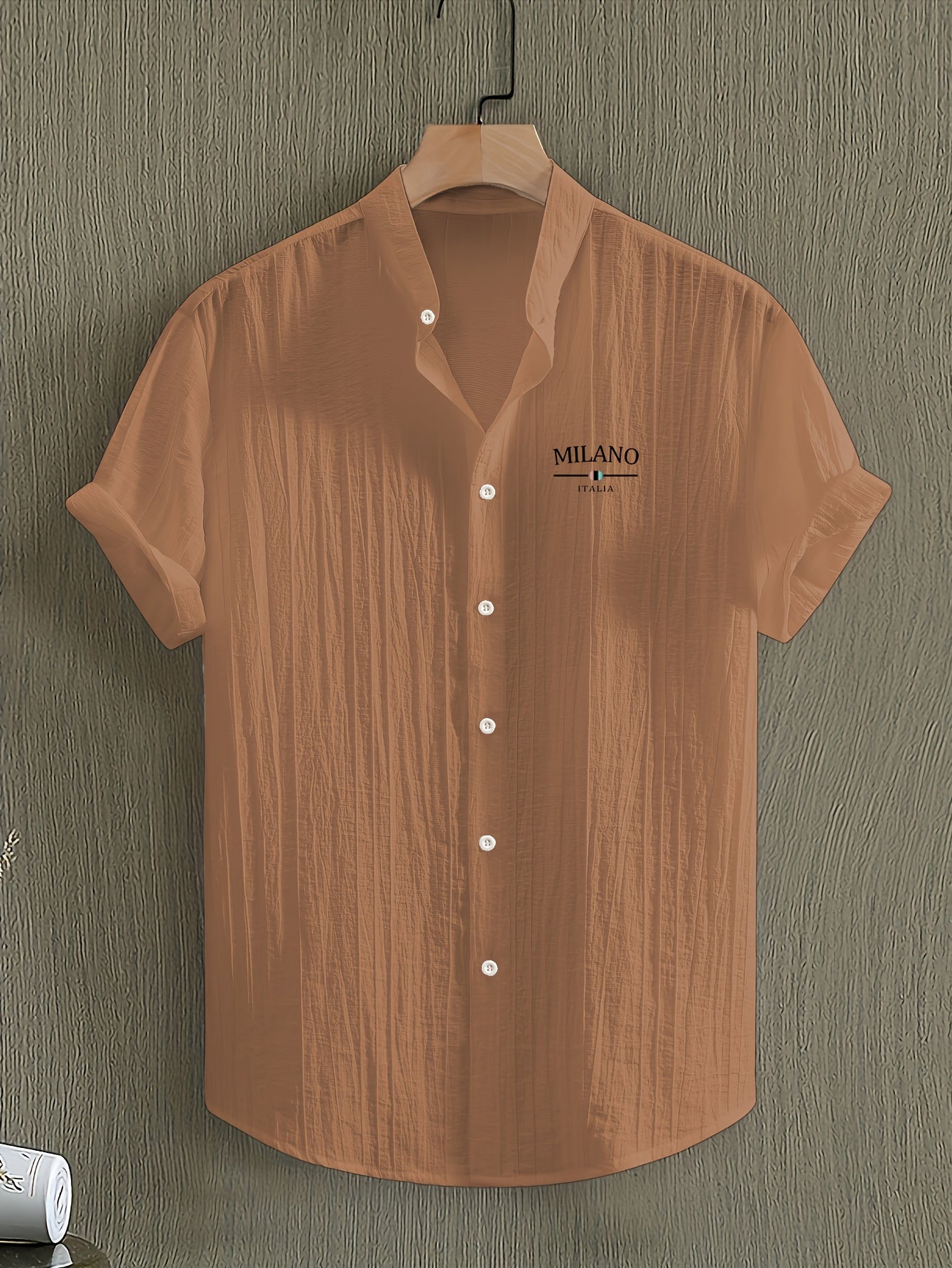 Herren Freizeit Hemd mit Stehkragen und Milano Print – Modernes Sommerhemd für Alltag & Urlaub