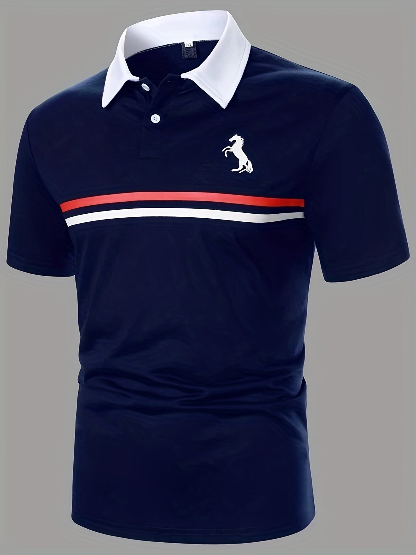 Herren Polo Shirt mit Kontrastkragen und Sportlichem Streifen-Design – Eleganter Freizeitstil