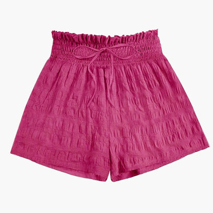 Damen Sommer-Shorts mit Paperbag-Bund und Kordelzug, Freizeit Trendshorts