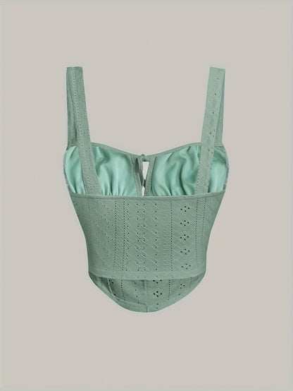 Damen Bustier Top im Corsagen-Stil mit Stickerei und Schleifendetail – Modisches Sommer-Oberteil für Alltag und Party